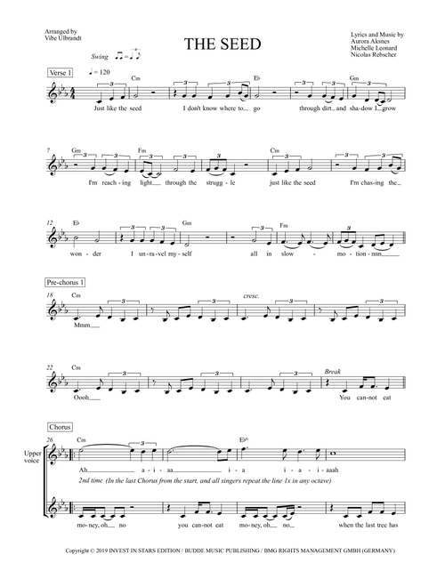 The Seed (Arr. Vibe Ulbrandt) - Nicolas Rebscher, Aurora Aksnes, Michelle Leonard (Piano Chords-Lyrics)
