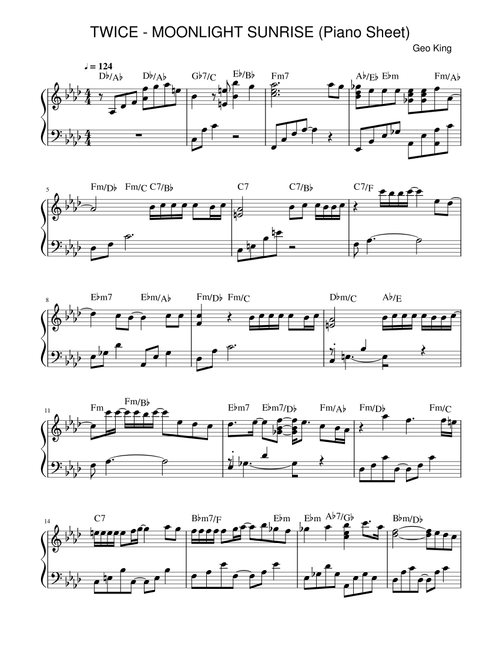 Moonlight Sunrise (Arr. Gregory King) - Twice (Easy Piano)