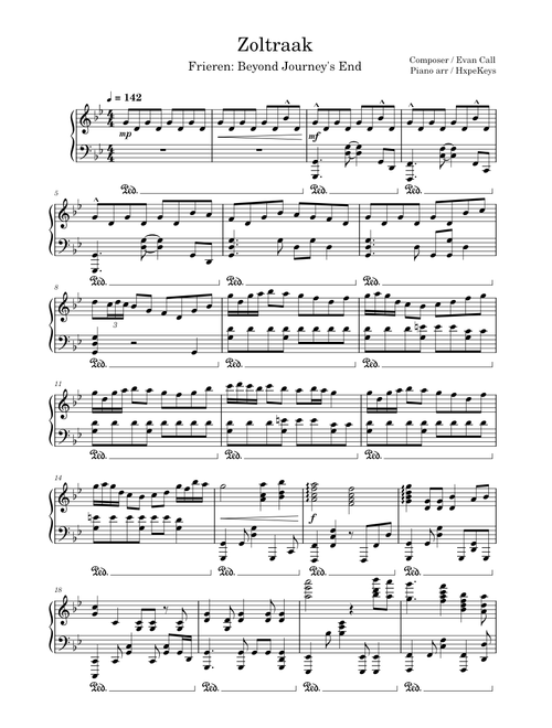 Zoltraak – Frieren: Beyond Journey's End – Solo Piano – Evan Call