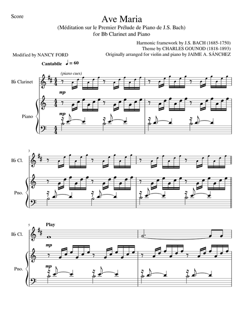 Ave Maria - J.S. Bach and Charles Gounod (Bb Clarinet and Piano)