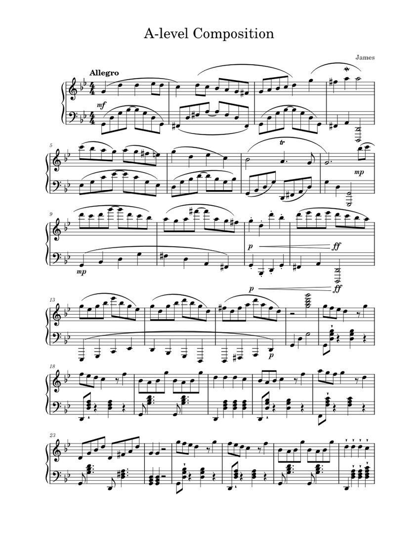 A-level Composition Final Draft Sheet Music for Piano (Solo ...