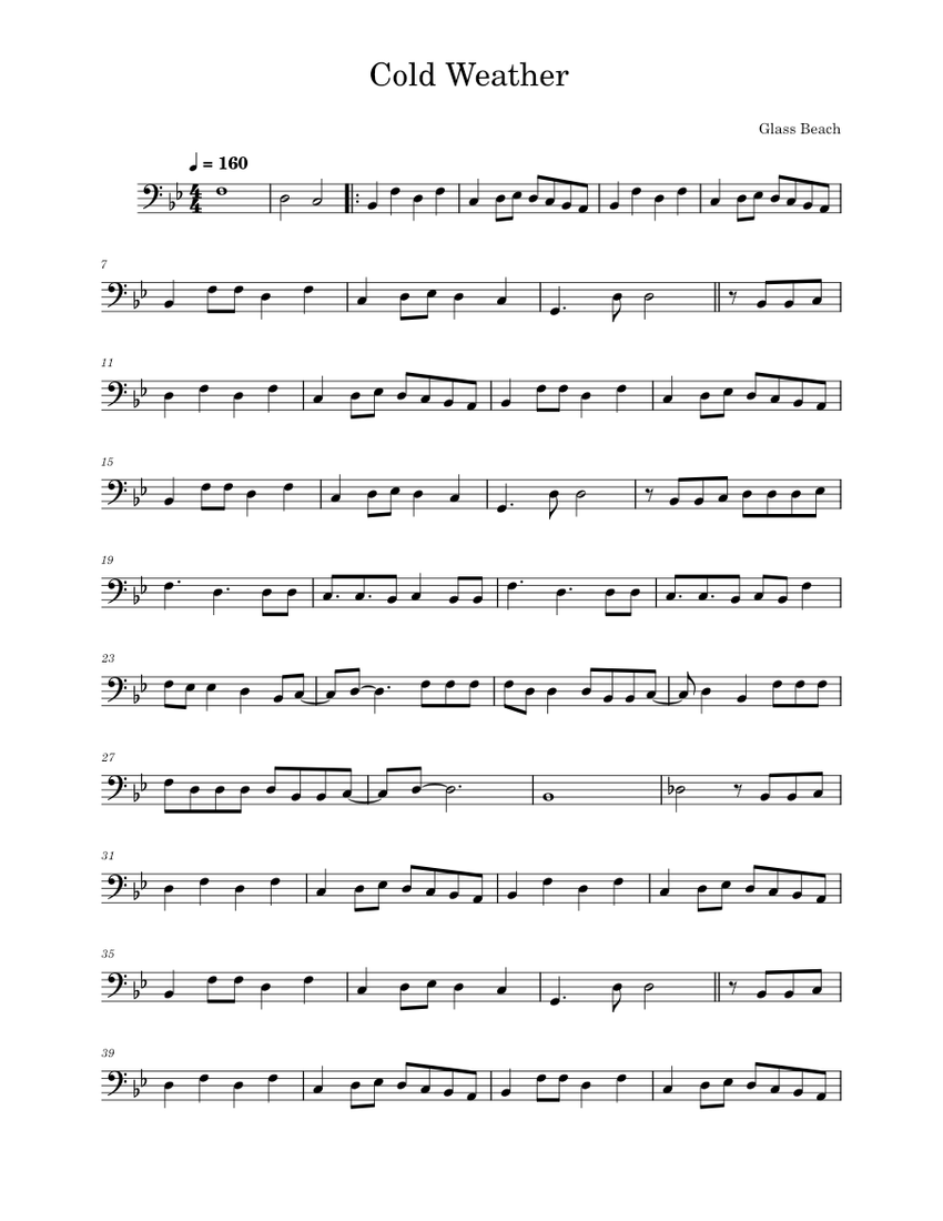cold weather glass beach Sheet music for Trombone (Solo)