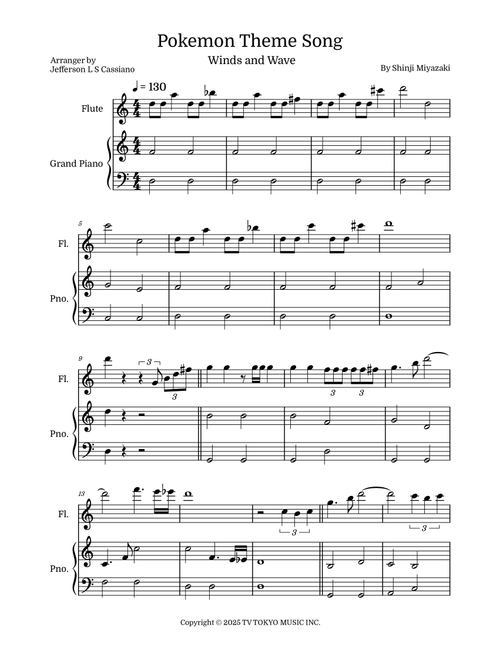 Pokemon (Arr. Jefferson LS Cassiano) - Shinji Miyazaki (Flute and Piano)