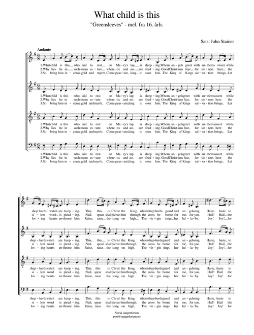 What child is this (Stainer) SATB