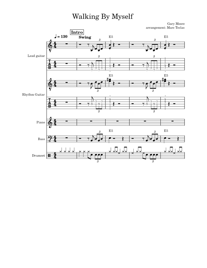 Walking by myself – Gary Moore Sheet Music and Tab with Chords for