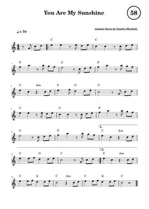 You are my sunshine – Jimmie Davis Sheet Music for Piano (Solo