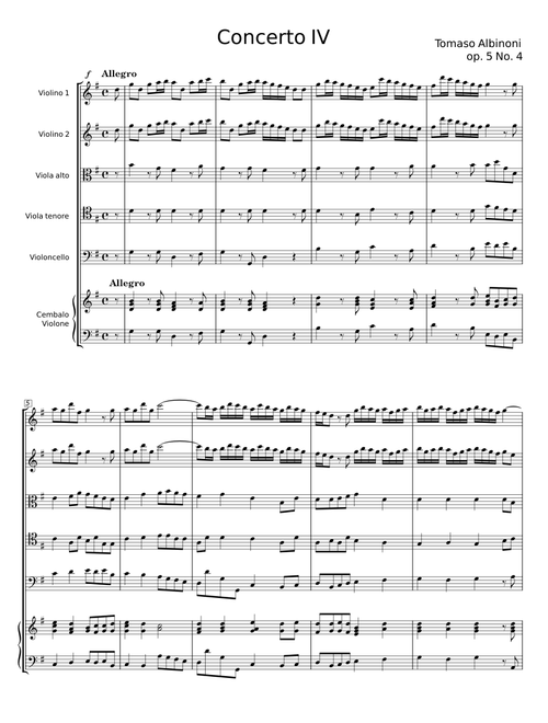 Concerto IV in G op. 5 No. 4 - Tomaso Albinoni