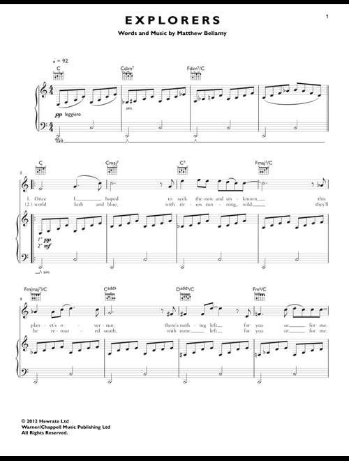 Explorers - Muse (Piano-Vocal-Guitar)