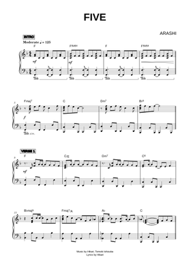 Free Five by Arashi sheet music | Download PDF or print on