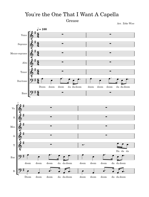 You're the One That I Want A Capella