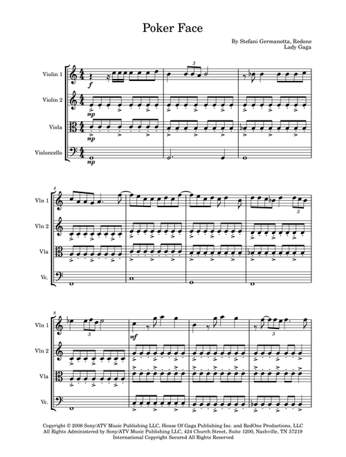 Poker Face (Arr. Valerio Estreguin) - Lady Gaga (String Quartet)