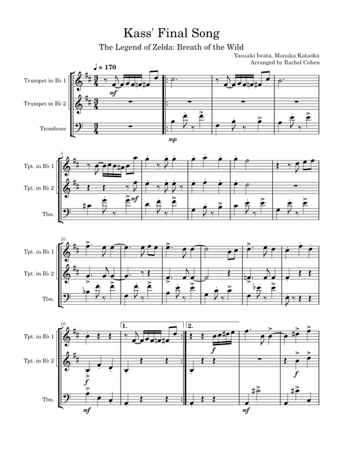 Kass' Theme (The Hero's Theme) – Yasuaki Iwata from Breath of the Wild - Brass Trio