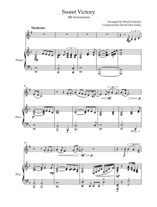 Sweet Victory Solo for Bb (Arr. Brock Gainsley) - David Eisley, Bob Kulick (Instrumental Solo (with Piano Accompaniment))
