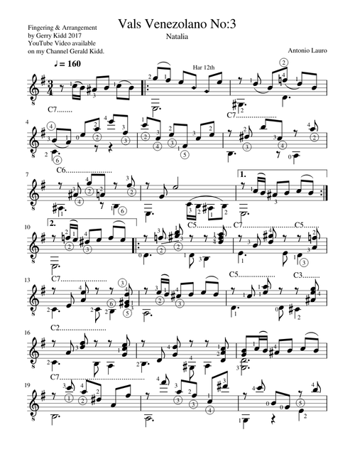 Vals Venezolano No 3 Natalia by Antonio Lauro Arr: Gerry Kidd