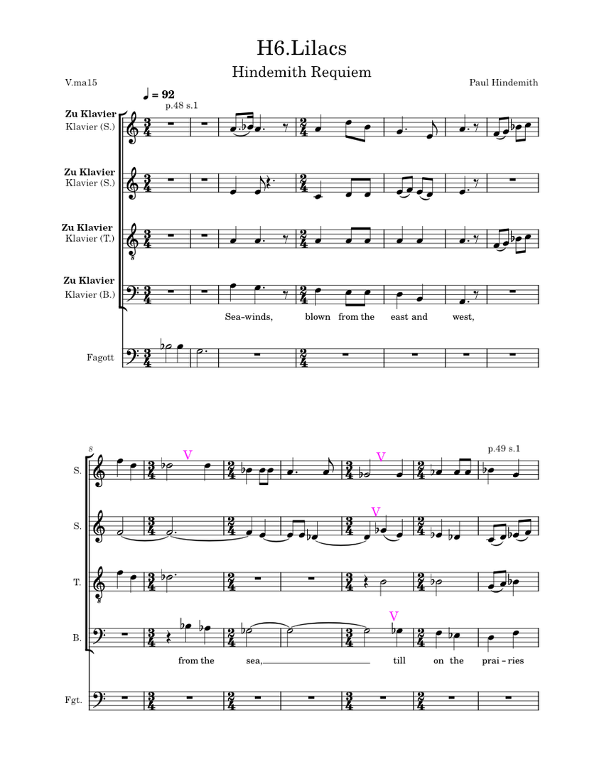 When Lilacs last in the Dooryard Bloom'd Paul Hindemith Sheet music