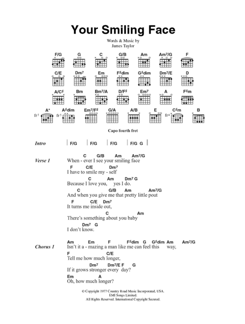 Your Smiling Face - James Taylor (Guitar Chords-Lyrics)