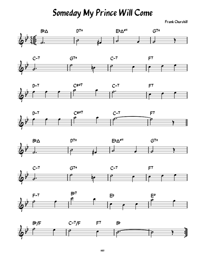 Someday My Prince Will Come (leadsheet) Sheet music for Piano (Solo