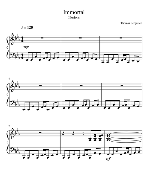 Thomas Bergersen - Illusions - Immortal [Piano arrangement]