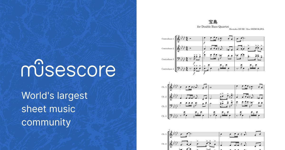 宝島 TAKARAJIMA - for Double Bass Quartet Sheet Music for