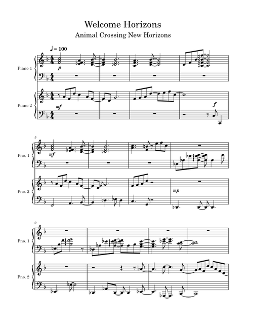 Animal Crossing - Welcome Horizons (Piano Duet)