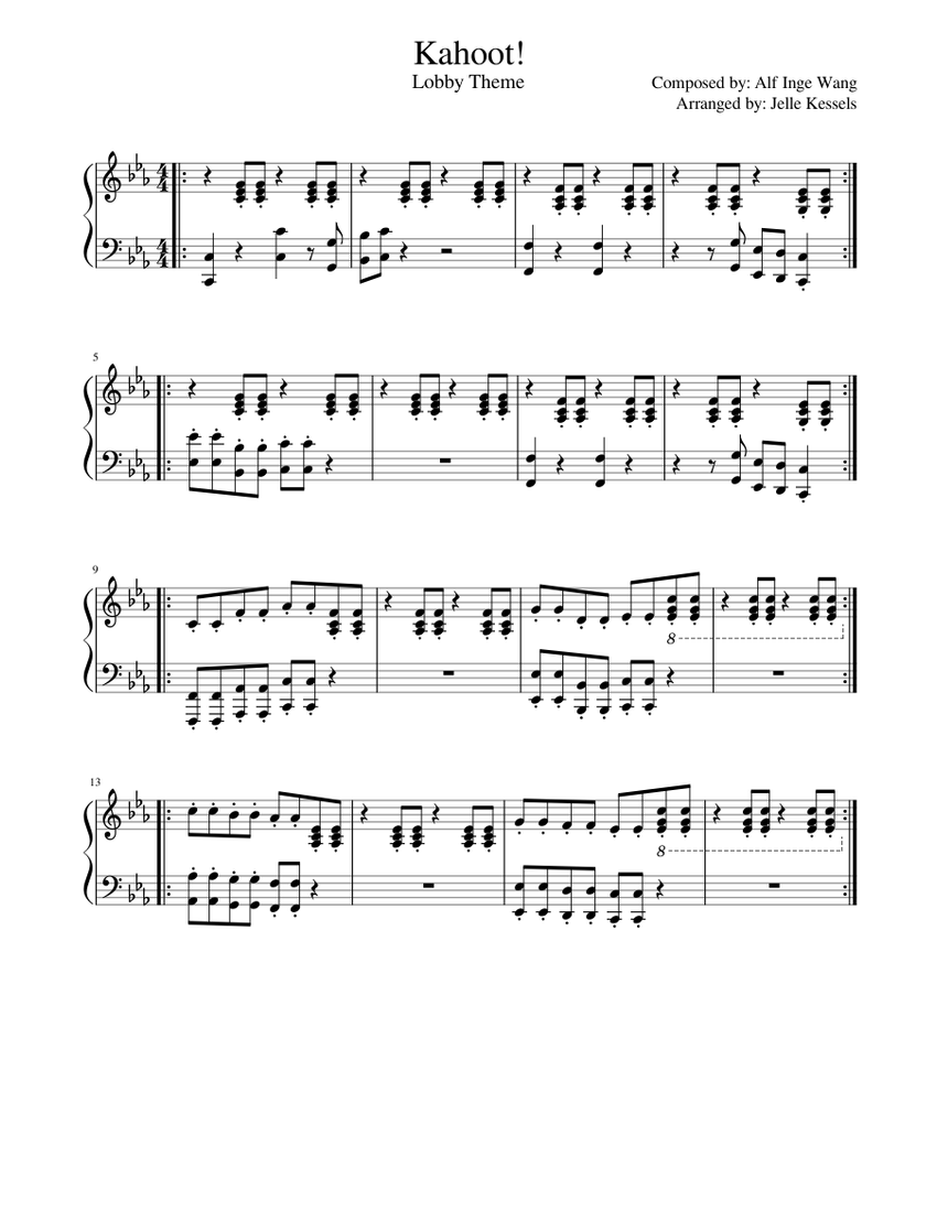 Kahoot! Lobby Theme Sheet Music For Piano (Solo) Easy | Musescore.com