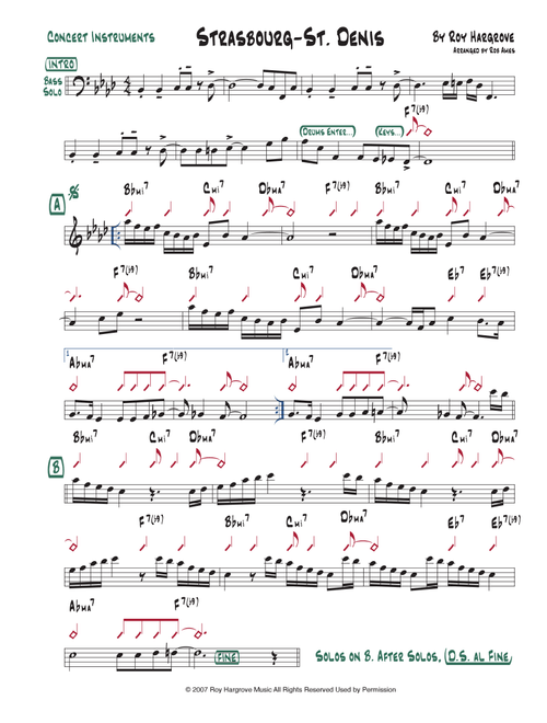 Strasbourg / St. Denis (Arr. Rob Ames) - Roy Hargrove (Lead Sheet - Fake Book)