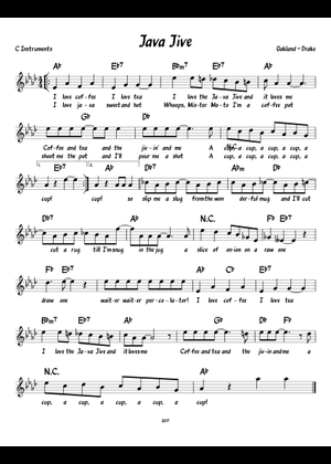 Java Jive (Lead sheet with lyrics ) Sheet Music with Chords for Piano ...