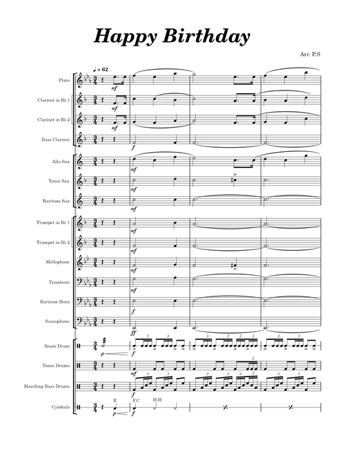 Happy Birthday – Arr. PS