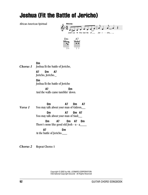 Joshua (Fit The Battle Of Jericho) - African-American Spiritual (Guitar Chords-Lyrics)
