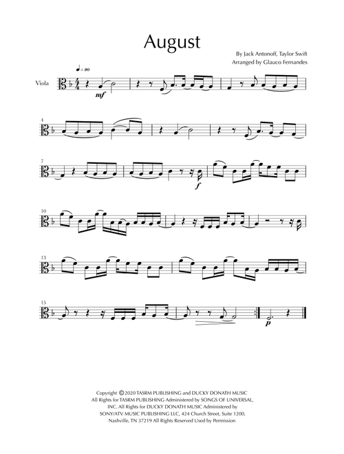 August (Arr. Glauco Fernandes) - Taylor Swift (Viola Solo)