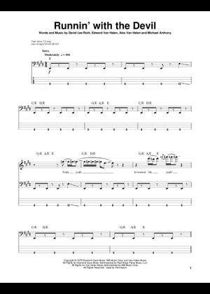 Play Official version of Runnin with the devil Sheet Music by Van