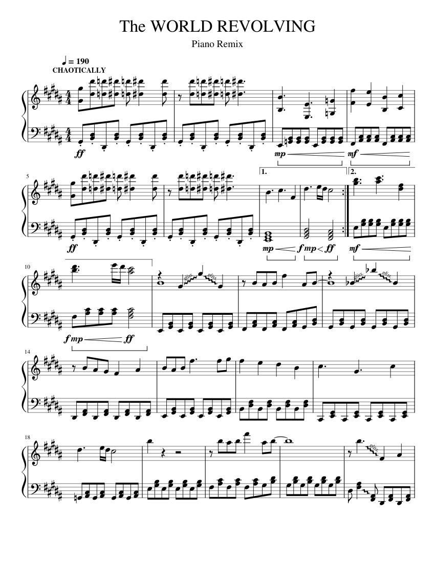 THE WORLD REVOLVING – Toby Fox The WORLD REVOLVING Sheet music for