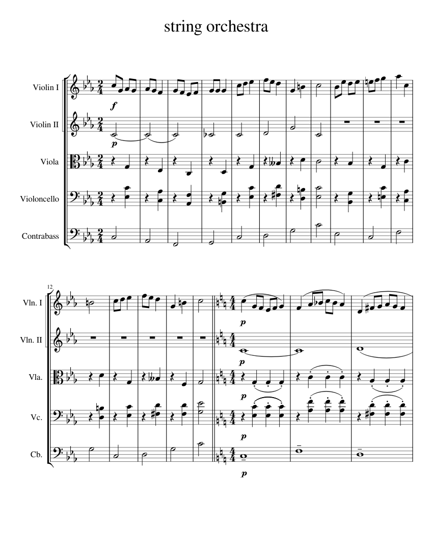 string orchestra Sheet music for Contrabass, Violin, Viola, Cello (String Ensemble)