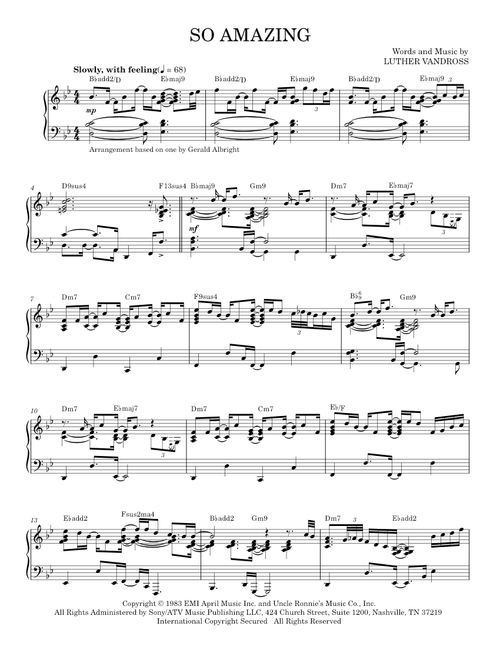 So amazing - Luther Vandross (Piano Solo)
