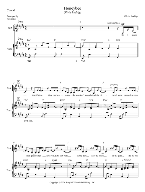 Honeybee (Arr. Ron Jones) - Olivia Rodrigo (Large Ensemble)