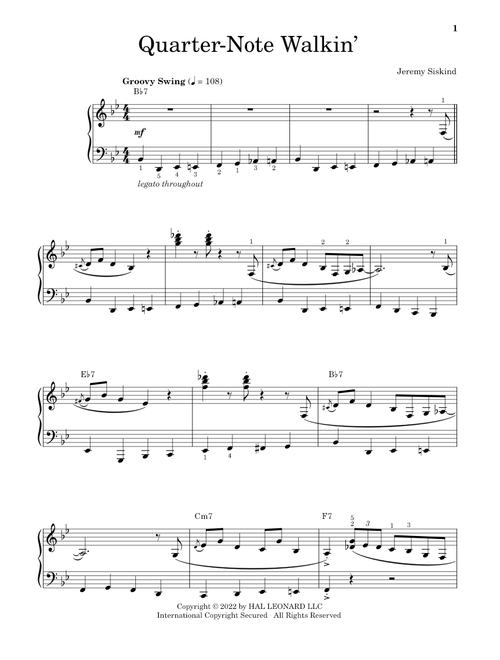 Quarter-Note Walkin' - Jeremy Siskind (Educational Piano)