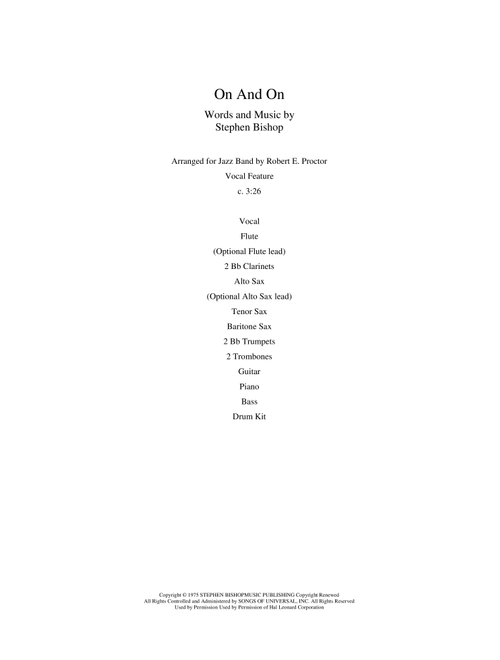 On And On (Arr. Robert E. Proctor) - Stephen Bishop (Large Ensemble)