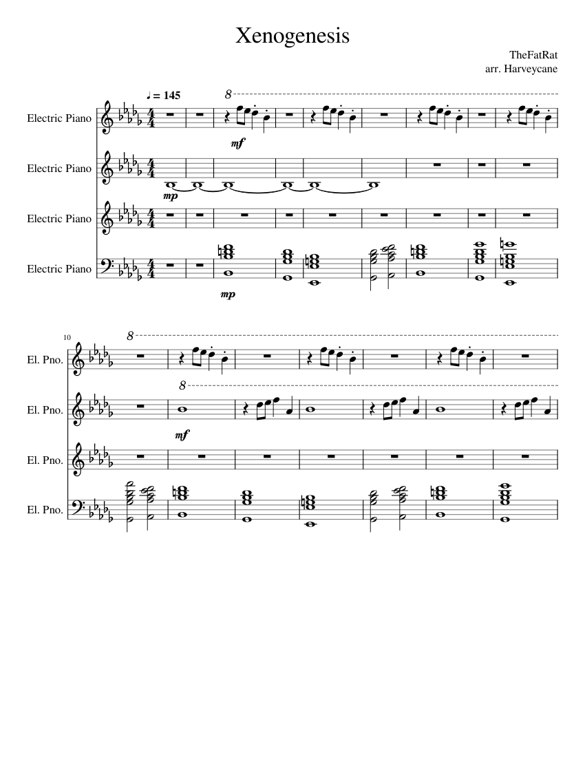 Xenogenesis TheFatRat Sheet music for Piano (Mixed Quartet