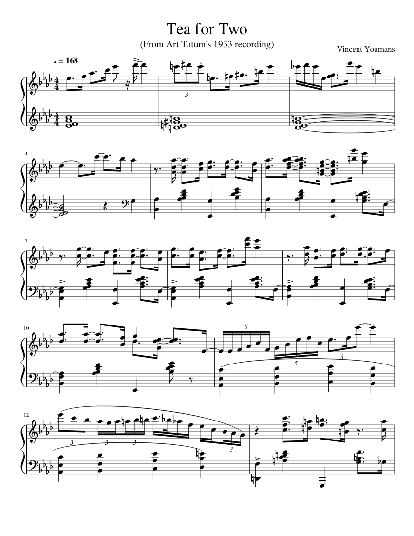 Tea for Two Art Tatum Sheet music for Piano (Solo)