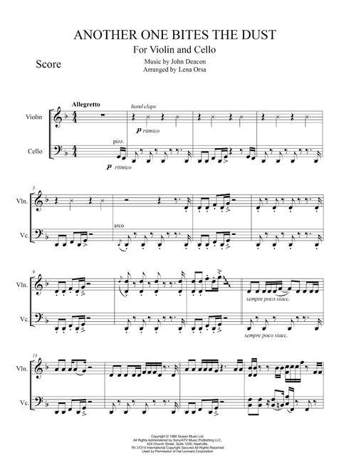 Another One Bites The Dust (Arr. Lena Orsa) - Queen (Instrumental Duet)