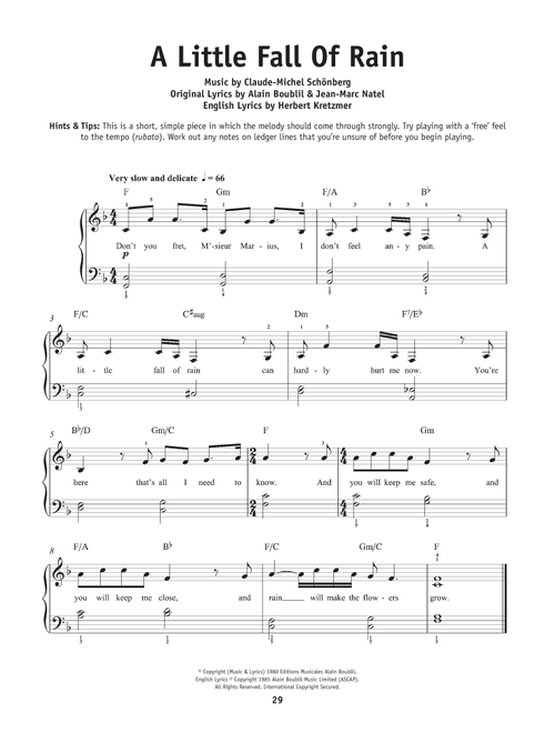 A Little Fall Of Rain (from Les Miserables) - Alain Boublil, Jean-Marc Natel, Herbert Kretzmer (Really Easy Piano)