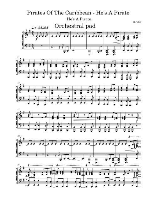Pirates Of The Caribbean - He's A Pirate. Orchestral Pad