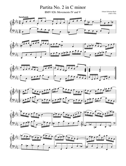 Bach JS - Partita No 2 in C minor BMV 826 Movements IV and V