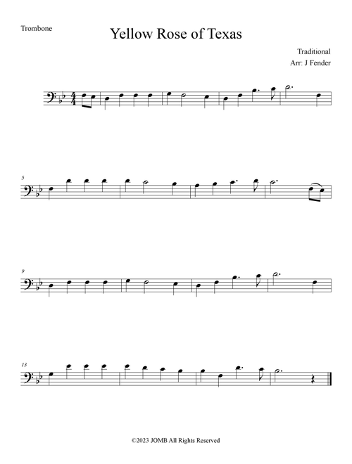 Yellow Rose of Texas (Arr. Jerremy Fender) - Traditional (Trombone and Piano)