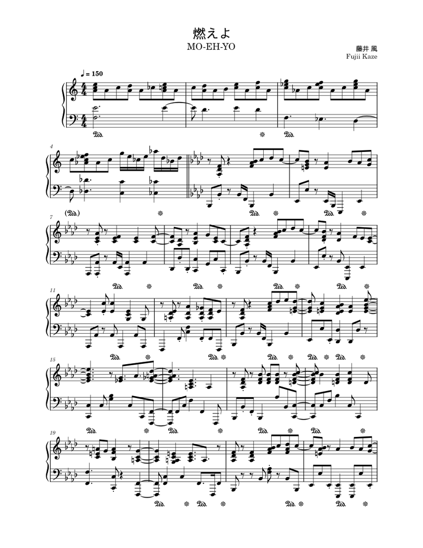 Fujii Kaze_MO-EH-YO Sheet music for Piano (Solo) | Musescore.com