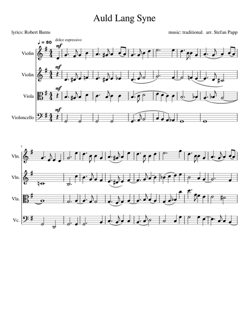 Auld Lang Syne - arr Stefan Papp