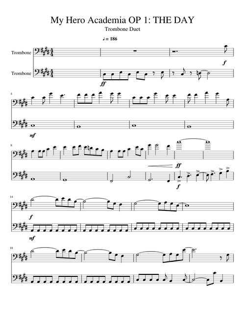 My Hero Academia OP 1 - Trombone Duet