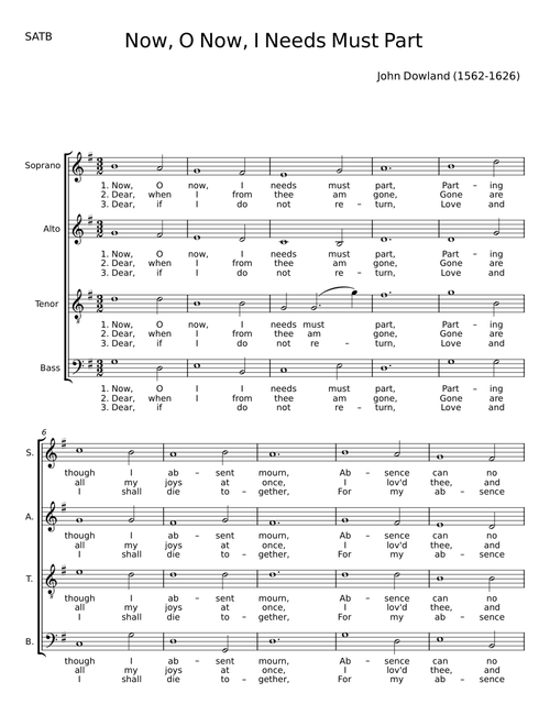 Now o now i needs must part - John Dowland