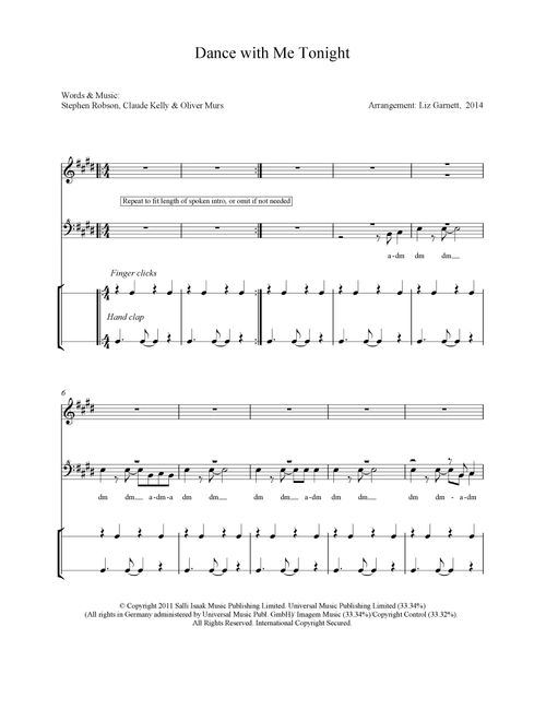 Dance With Me Tonight (Arr. Liz Garnett) - Olly Murs (Choral, SSAA)