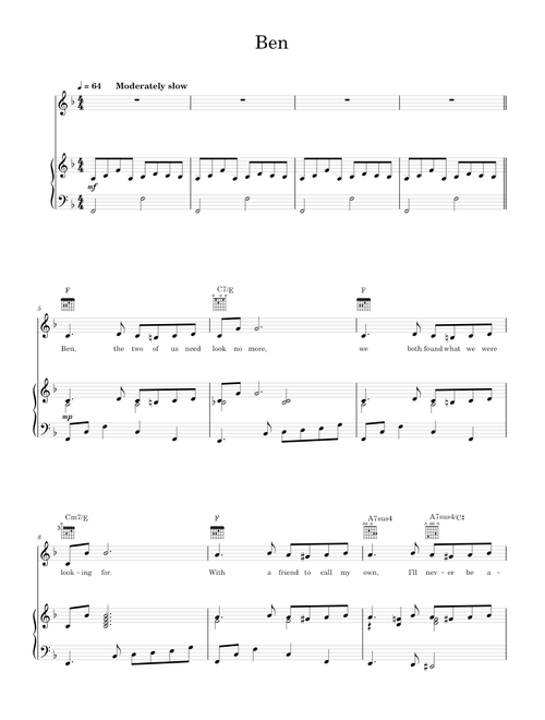 Ben - Michael Jackson (Piano-Voice-Guitar)